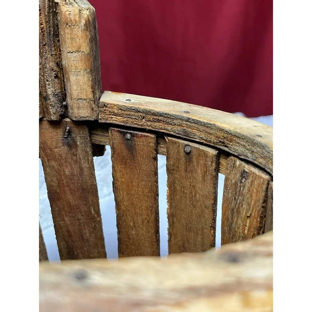 Vintage Wood Slate Orchard Basket Primitive Early 20Th Sea Gathering Harvest